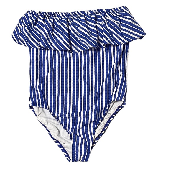 J. Crew Swim J Crew Womens Ruffle Bandeau One Piece Swim Suit